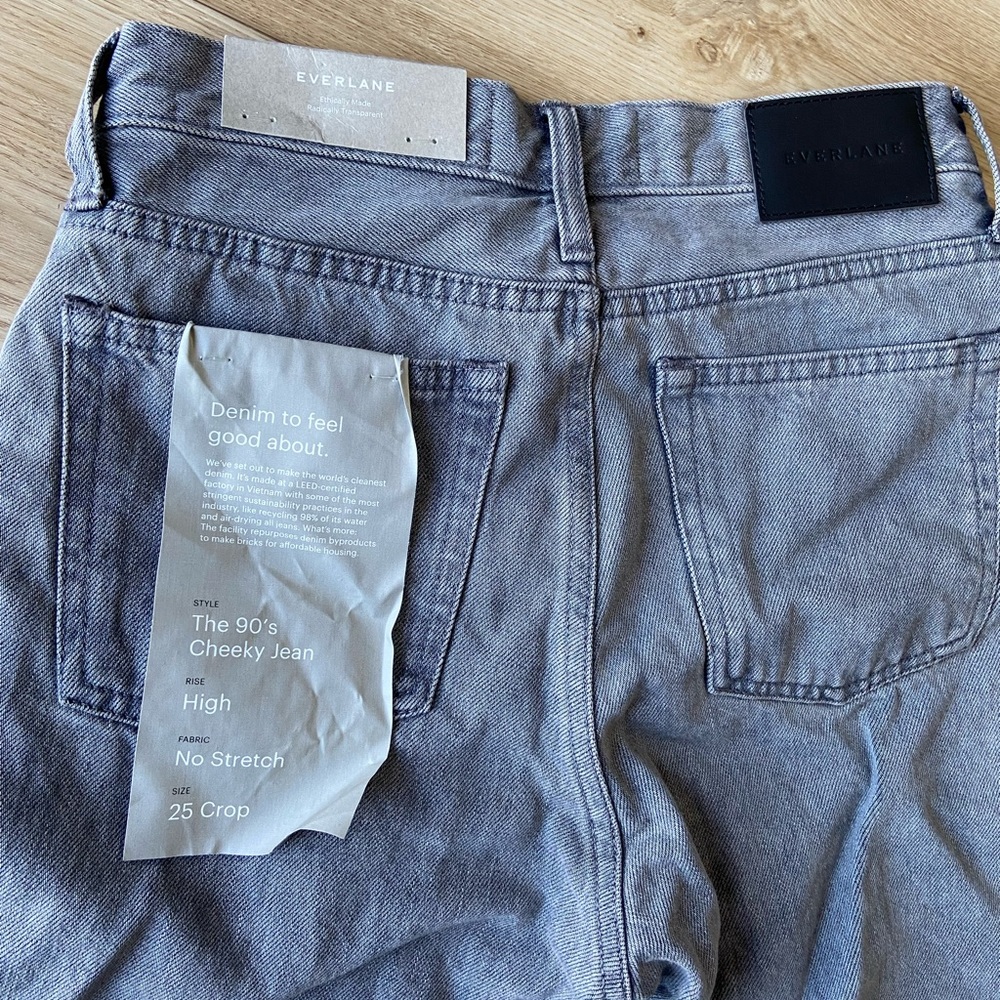 Everlane The 90s Cheeky Jean Acid Washed Grey Ankle Crop High Rise NWT - Picture 5 of 5